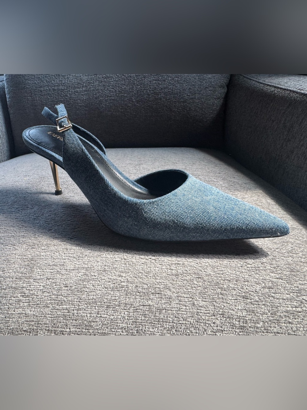 Express Denim 2” Slingback Pumps with Gold Heel - Picture 9 of 11